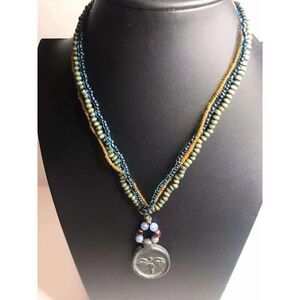 2020 Buddha eyes boho pendant beaded necklace 18"